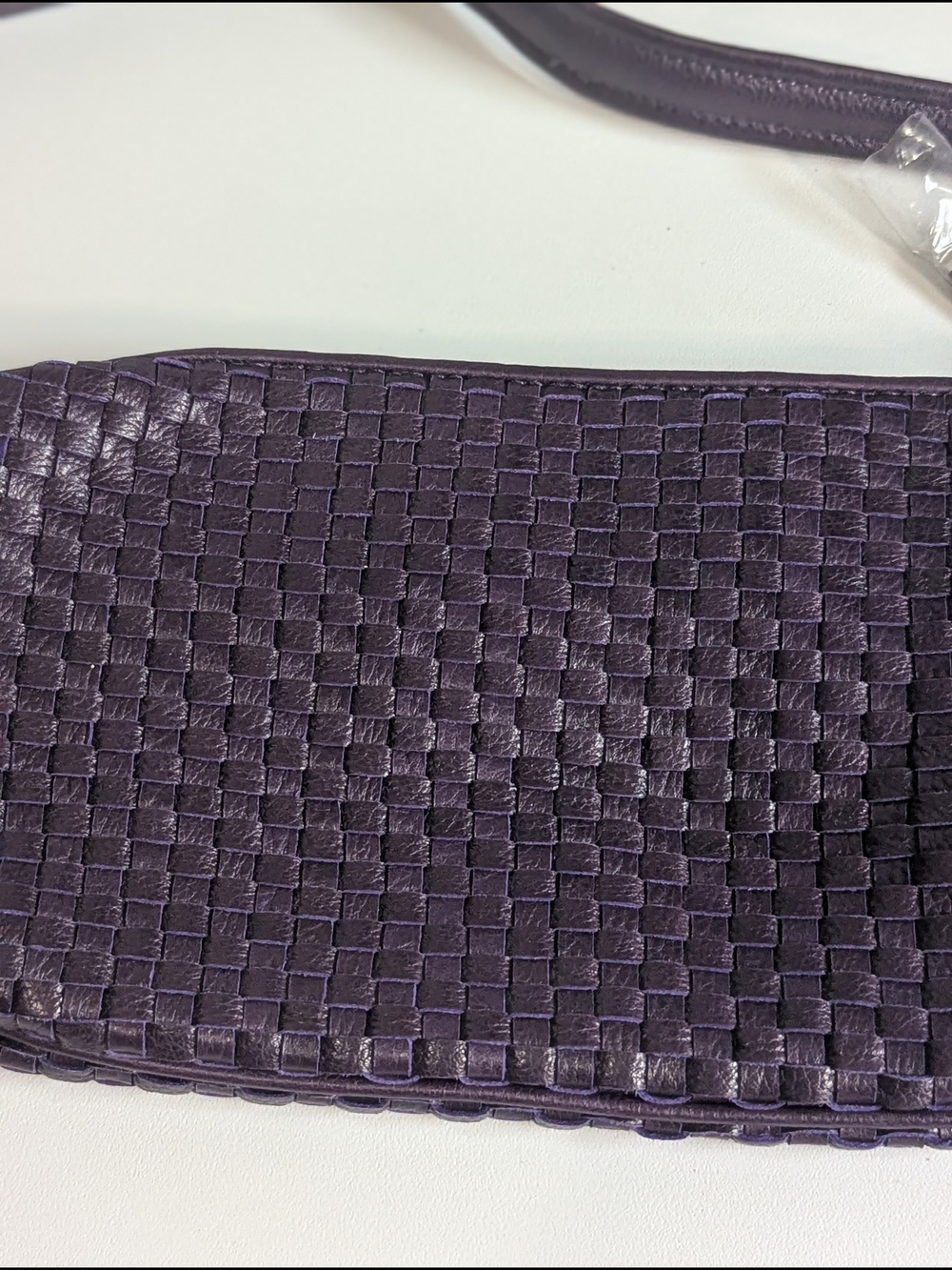 Elliott Lucca NWT 100% Cow Leather Woven Purple Shoulder Bag - Picture 10 of 16